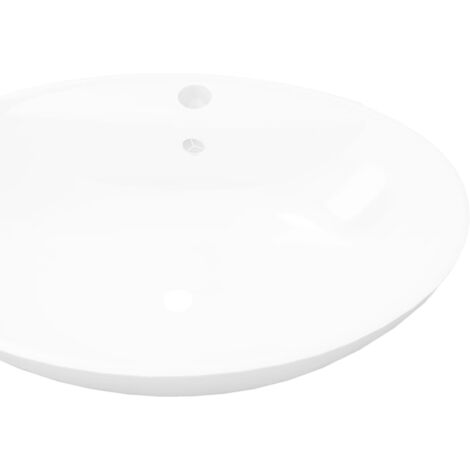 vidaXL Lavabo Ceramica Lusso Ovale Foro di Scarico e Foro Rubinetto