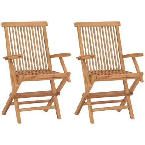 vidaXL Sedie da Giardino Pieghevoli 2 pz in Legno Massello di Teak