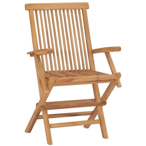 vidaXL Sedie da Giardino Pieghevoli 2 pz in Legno Massello di Teak