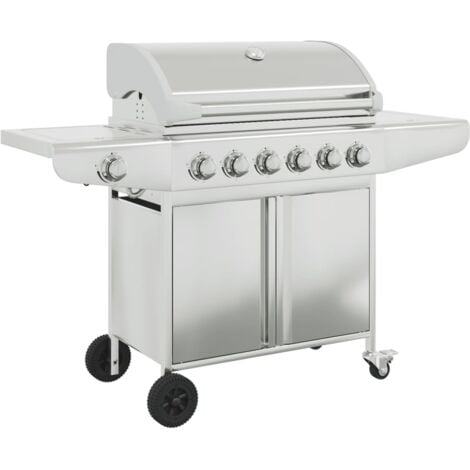 vidaXL Griglia Barbecue a Gas con 7 Bruciatori Argento in Acciaio