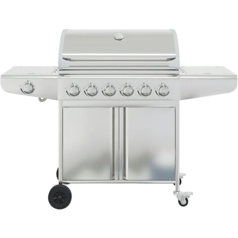 vidaXL Griglia Barbecue a Gas con 7 Bruciatori Argento in Acciaio