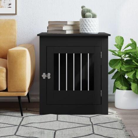 vidaXL Gabbia Cani Arredamento Nera 64,5x80x71cm Legno Multistrato
