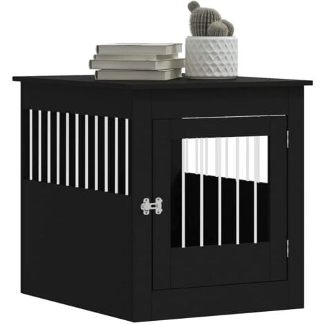 vidaXL Gabbia Cani Arredamento Nera 64,5x80x71cm Legno Multistrato