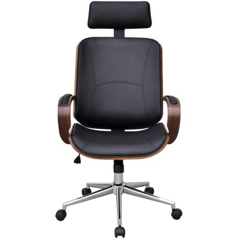 vidaXL Sedia da Ufficio Girevole in Legno Similpelle con Poggiatesta