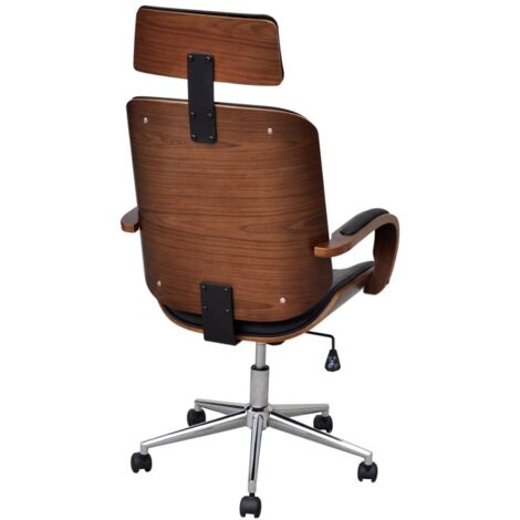 vidaXL Sedia da Ufficio Girevole in Legno Similpelle con Poggiatesta
