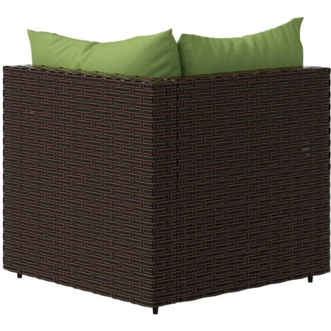 vidaXL Divano Angolare da Giardino con Cuscini in Polyrattan Marrone