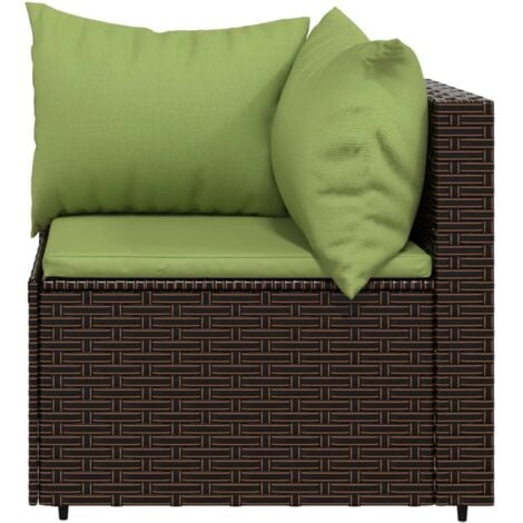 vidaXL Divano Angolare da Giardino con Cuscini in Polyrattan Marrone