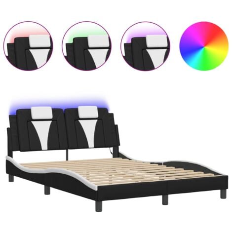 vidaXL Giroletto con Luci LED Nero e Bianco 120x200 cm in Similpelle