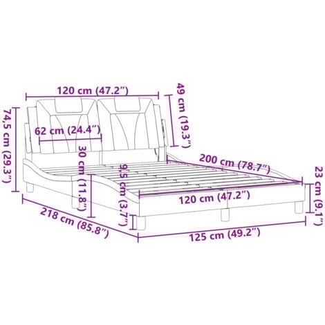 vidaXL Giroletto con Luci LED Nero e Bianco 120x200 cm in Similpelle