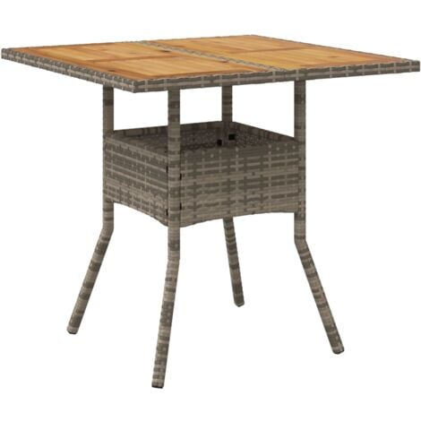 vidaXL Tavolo Giardino Piano Legno Acacia Grigio 80x80x75cm Polyrattan