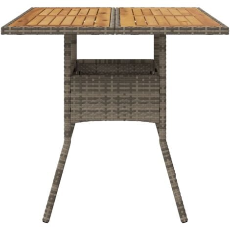 vidaXL Tavolo Giardino Piano Legno Acacia Grigio 80x80x75cm Polyrattan