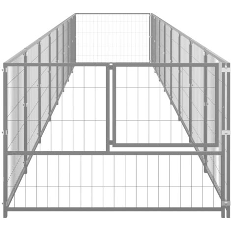 vidaXL Gabbia per Cani Argento 8 m² in Acciaio