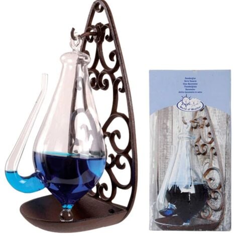 Esschert Design Barometro Vetro Meteo con Supporto in Ghisa 0,5 L TH31