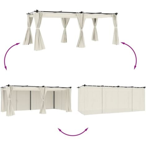 vidaXL Gazebo con Tende Crema 6x3 m in Acciaio