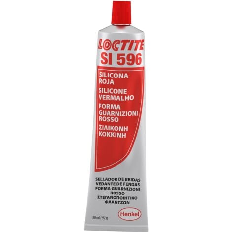 LOCTITE SI 596, Silicone acetico autolivellante, Silicone monocomponente rosso adatto come sigillante per riparazioni e resistente all'acqua, 1 tubetto da 80 ml