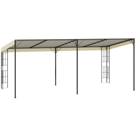 vidaXL Gazebo a Parete 3x6 m Crema in Tessuto