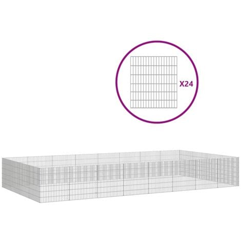vidaXL Recinto per Animali Ruspante 24 Pannelli 54x60 cm Ferro Zincato