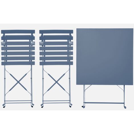 Tavolo da giardino bistrot pieghevole in metallo con 2 sedie, 70x70cm