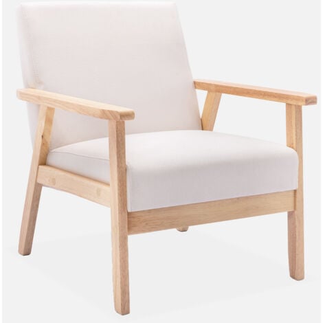 Poltrona scandinava in legno e tessuto