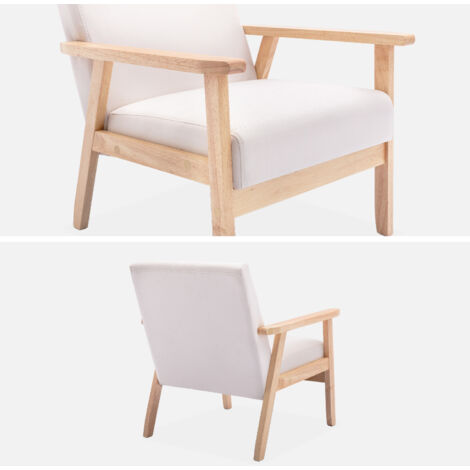 Poltrona scandinava in legno e tessuto