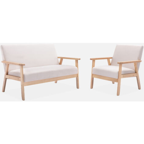 Poltrona scandinava in legno e tessuto