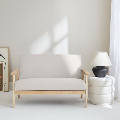 Divanetto a 2 posti in legno e tessuto, stile scandinavo salvaspazio