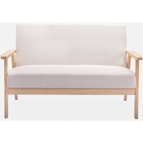 Divanetto a 2 posti in legno e tessuto, stile scandinavo salvaspazio