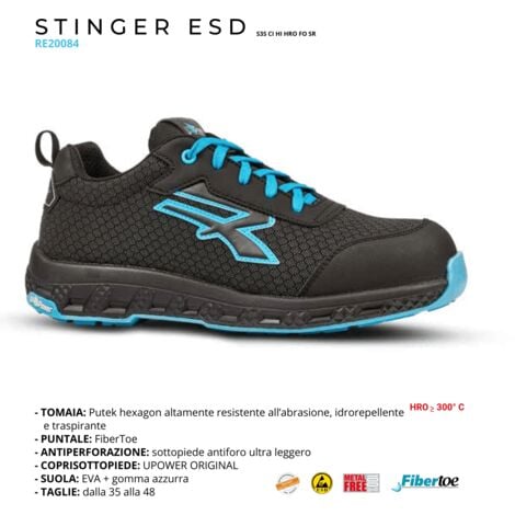 Scarpe Antinfortunistiche UPower Red Ego Stinger S3S Nero/Azzurro 43
