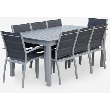 Set tavolo da giardino allungabile in alluminio, 8 posti