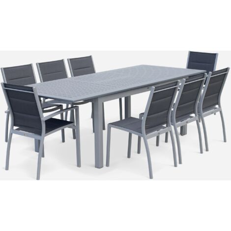 Set tavolo da giardino allungabile in alluminio, 8 posti