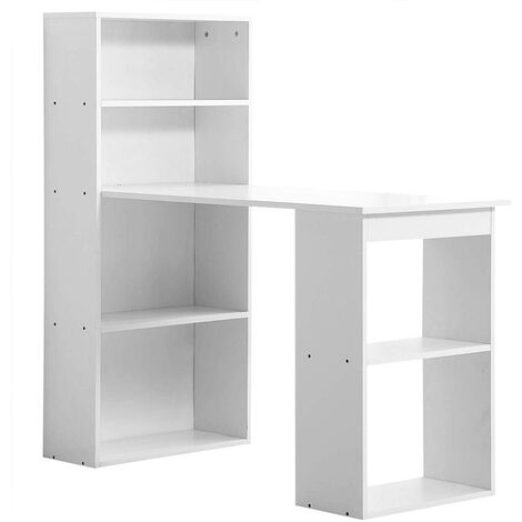 Scrivania con Libreria Tavolo Porta Pc Computer in Melamina Casa Ufficio Bianco