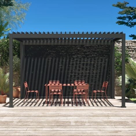 Pergola bioclimatica 3x4m in alluminio + tenda da sole 4m