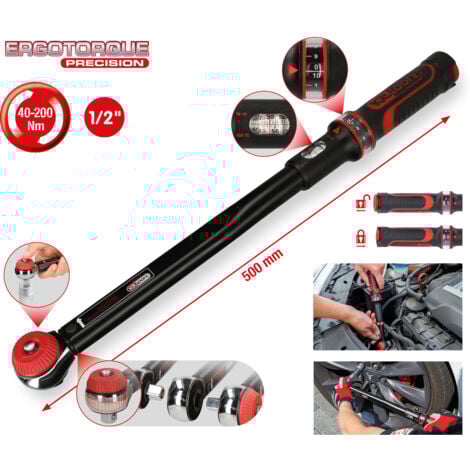 KS Tools 1/2" ERGOTORQUE® chiave di precisione a cricchetto manopola rotante, 40-200Nm