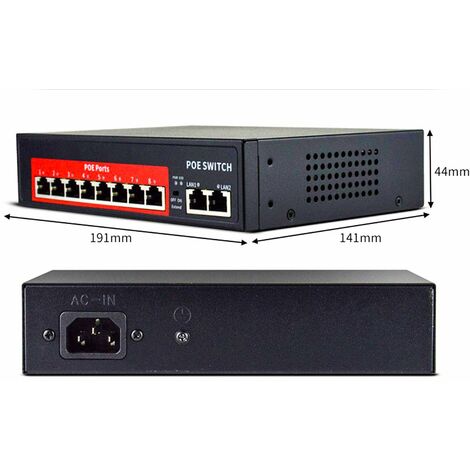 Switch Rete 120w Trasferimento Velocita' 10/100 Mbps Ethernet 8 porte 2 FE Lan