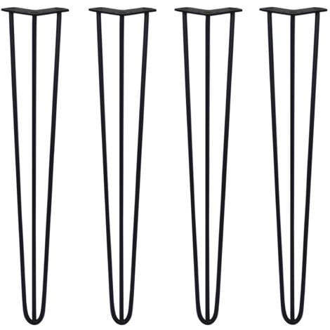 SKISKI LEGS - Set di 4 Gambe per Mobili Gamba per Tavolo In Acciaio Gambe a Forcina Include Viti e Piedini Protezione Gratuiti (31-71cm) - 71cm - 3 Rebbi - 10mm - Nero
