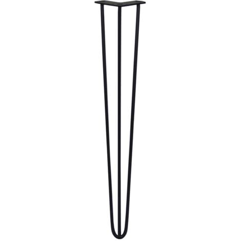 SKISKI LEGS - Set di 4 Gambe per Mobili Gamba per Tavolo In Acciaio Gambe a Forcina Include Viti e Piedini Protezione Gratuiti (31-71cm) - 71cm - 3 Rebbi - 10mm - Nero