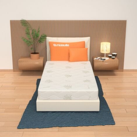 Materasso Singolo 90x195 Sfoderabile, Alto 19 cm - Waterfoam, Rivestimento in Aloe Vera  Lupin I