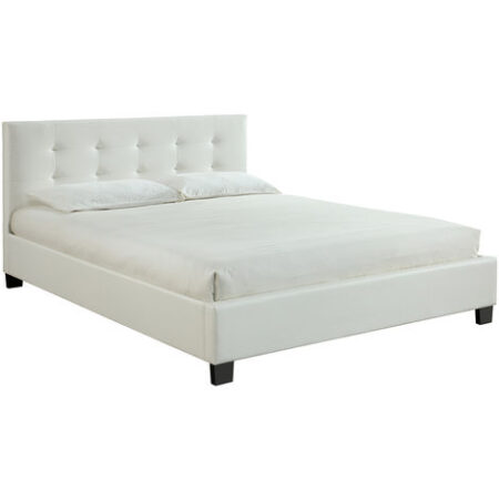 Letto 160 x 200 imbottito PU bianco MARQUISE