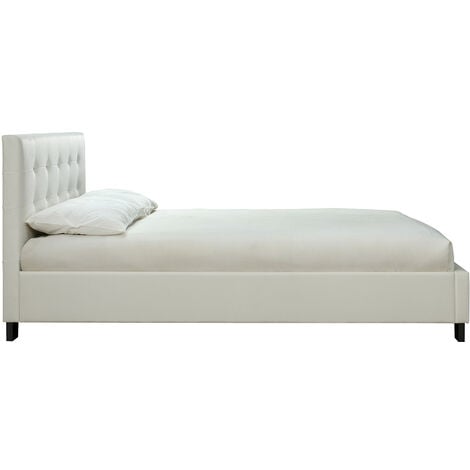 Letto 160 x 200 imbottito PU bianco MARQUISE
