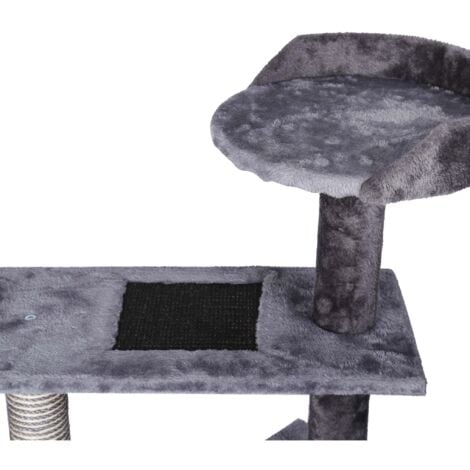 Albero tiragraffi 100 cm Sisal Grigio 3 superfici per sdraiarsi 1 piattaforma panoramica