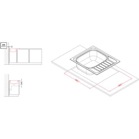 Lavello Elleci Incasso 1 vasca 58x50 Vasca a Sinistra Sky 125 Satinata Acciaio/Inox LIX125SACSX