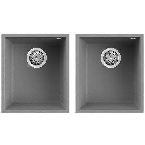 Lavello Elleci Incasso 2 vasche 38x44 Quadra 200 Sottotop Metaltek Grigio Titanium LMQ20073BSO