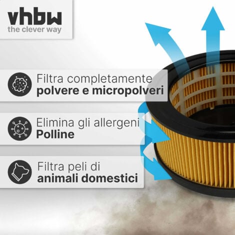 vhbw 1x filtro a pieghe piatte compatibile con Kärcher WD 5.600MP, WD 5.800 ecoogic, WD 5.500M aspirapolvere - nero / giallo