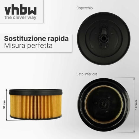 vhbw 1x filtro a pieghe piatte compatibile con Kärcher WD 5.600MP, WD 5.800 ecoogic, WD 5.500M aspirapolvere - nero / giallo