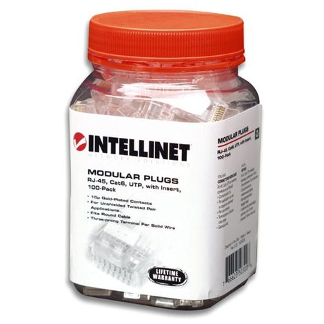 INTELLINET Confezione 100 Plug RJ45 UTP per categoria 5E Cavo Flessibile