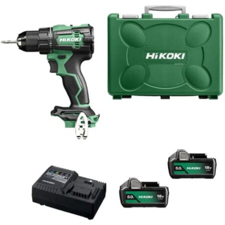 Trapano avvitatore a percussione HITACHI - HIKOKI 18V 5.0 Ah - 2 Batterie, caricabatteria in valigetta - DV18DBSLWJ