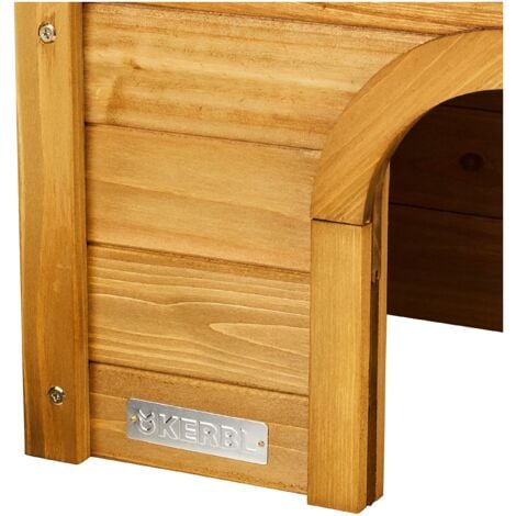 Kerbl Casetta per roditori (Casetta in abete rosso, con tetto in bitume resistente alle intemperie, due ingressi per una sistemazione adeguata, adatta a recinti esterni, rifugio per conigli) 82852