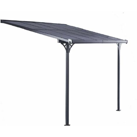 Gazebo Pergola a Parete Gardiun Elliot - 9,5 m² 314x300x225/270 cm Alluminio e Policarbonato
