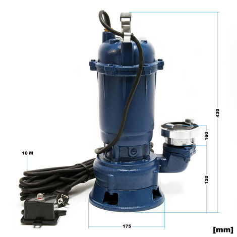 Wiltec Pompa sommersa acque nere 550 w Portata 10000 l/h, tubo da 20 m Pompa a immersione