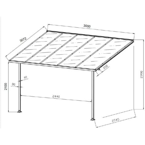 pergola addossata da esterno eurogarden "memphis" in alluminio 303x295x305 cm